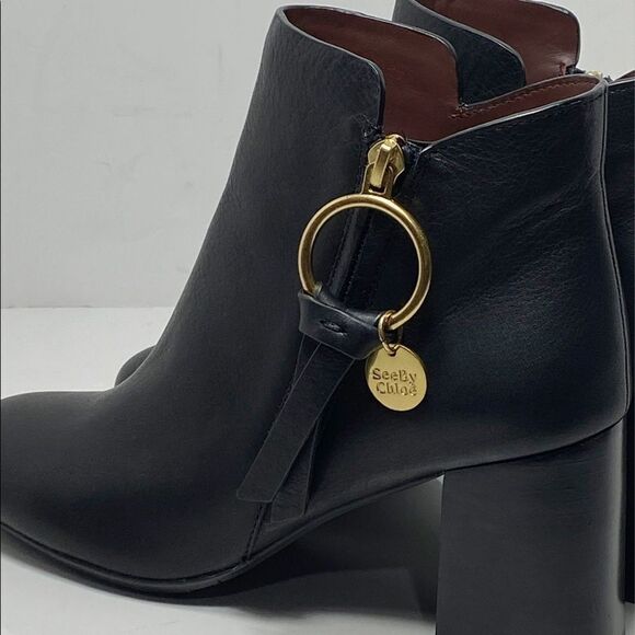 See by Chloé Louise Block-Heel Leather Ankle Boots size 36 - Picture 9 of 14